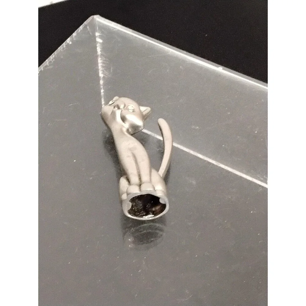 Pewter Long Tail Ring Holder Cat